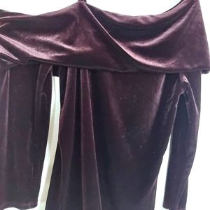Waverly Grey liberant Deep Purple Velvet off the shoulder blouse with strap